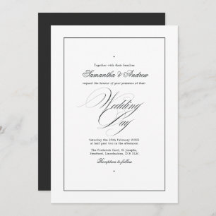 Elegante Typografie Timeless Black & White Wedding Einladung