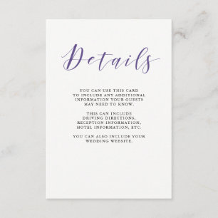 Elegante Typografie   Violet Guest Details Begleitkarte