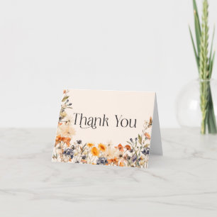 Elegante Typografie Wasserfarbe Herbst-Wildblumen Dankeskarte