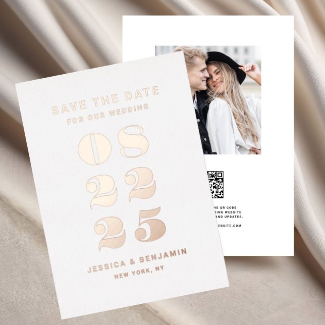 Elegante Typografie Wedding Save the Date Rose Gol Folieneinladung (Elegant Typography Wedding Save The Date Rose Gold Foil Invitation)