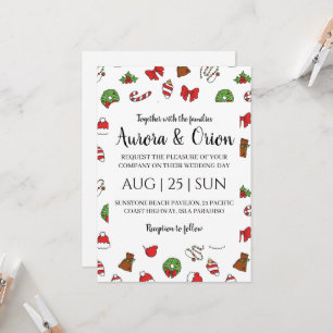 elegante Typografie Weihnachts-Hochzeitskarten Einladung