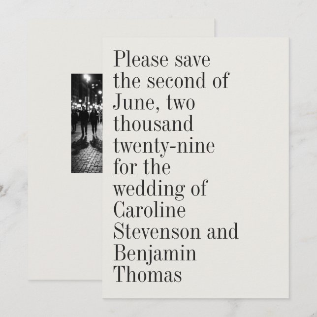 Elegante Typografie Zeitgenössisches Foto QR-Code Save The Date (Vorne/Hinten)