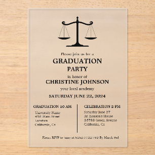 Elegante Typografy Law School Graduation Party Acryleinladungen