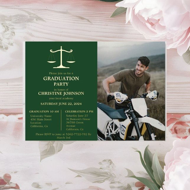 Elegante Typografy Law School Graduation Party Foi Folieneinladung (Von Creator hochgeladen)