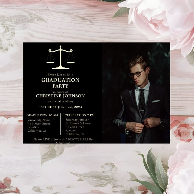 Elegante Typografy Law School Graduation Party Folieneinladung (Von Creator hochgeladen)