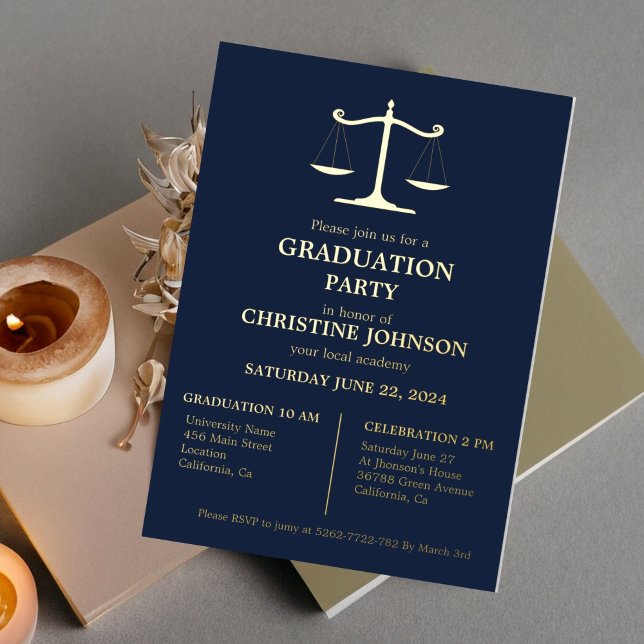 Elegante Typografy Law School Graduation Party Folieneinladung (Von Creator hochgeladen)
