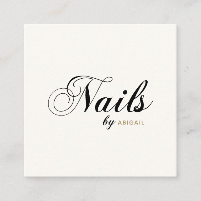 Elegante Typografy Nails nach "Name" QR-Code Elfen Quadratische Visitenkarte (Vorderseite)