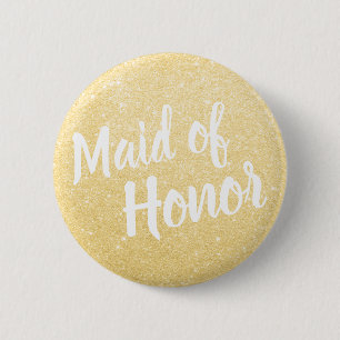 Elegante u. moderne GoldGlitter-Trauzeugin Button