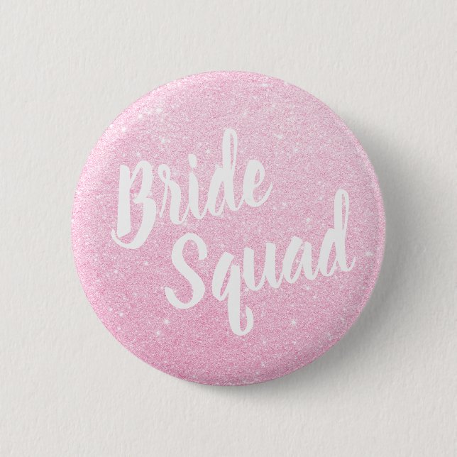 Elegante u. moderne RosengoldGlitter-Brautgruppe Button (Vorderseite)