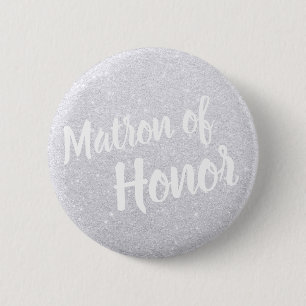 Elegante u. moderne silberne Glittermatrone der Button