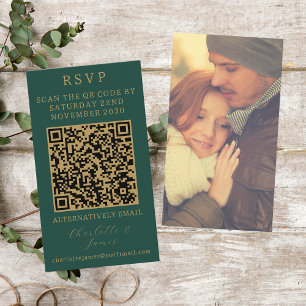 Elegante UAWG Green and Gold Foto QR Begleitkarte
