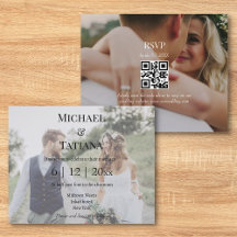 elegante uAwg qr Code 2 Fotos Hochzeitseinladung
