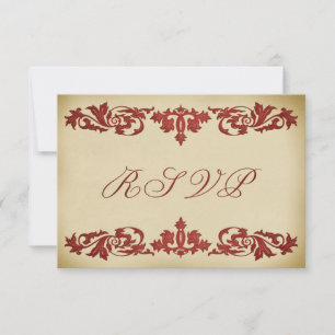 Elegante UAWG Response Cards Vintager Leaf Scroll RSVP Karte