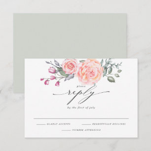 Elegante UAWG Rustikale Wasserfarbe Hütte Rosa Ros RSVP Karte