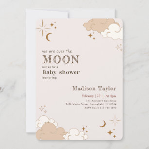 Elegante Über den Mond Sterne Baby Shower Einladung