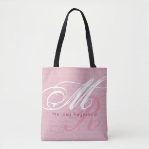 elegante, überdruckte Monogramm-Tasche mit rosa To