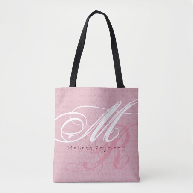 elegante, überdruckte Monogramm-Tasche mit rosa To (Vorderseite)