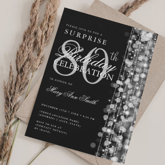 Elegante Überraschung 80. Geburtstag Glitzern Silv Einladung