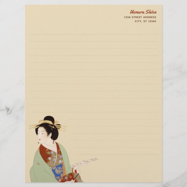 Elegante Uemura Shōen Japanerin Stationery Briefbogen (Vorderseite)