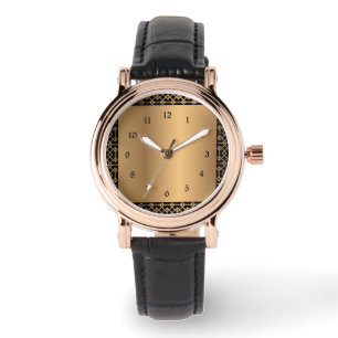 Elegante Uhr an der Wand in Schwarz und Gold