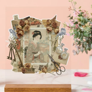 Elegante Ukiyoe-Collage-Kunst – Vintage-JP-Schönhe Acrylschild