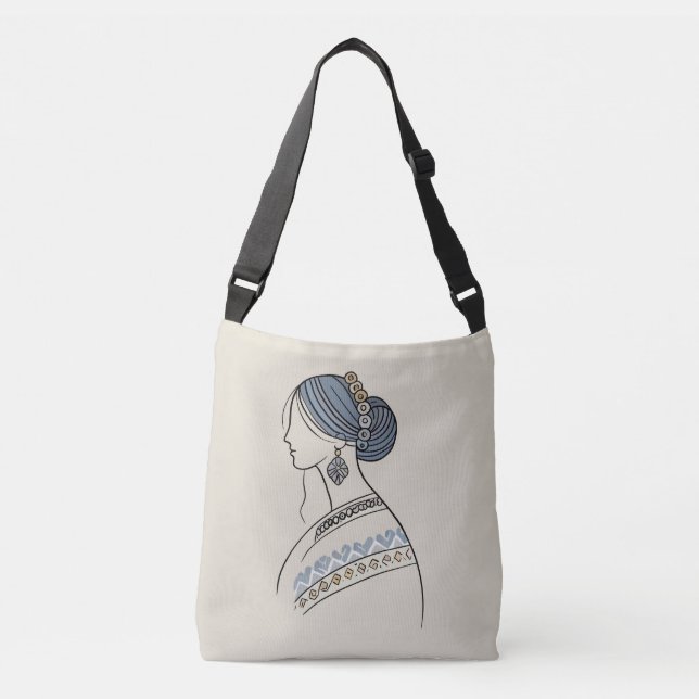 Elegante ukrainische Folk Art Crossbody Bag Tragetaschen Mit Langen Trägern (Vorderseite)