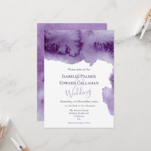 Elegante Ultra Violet Watercolor Splash Hochzeit Einladung