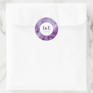 Elegante Ultra Violette Purpurfarbe Wasch-Hochzeit Runder Aufkleber
