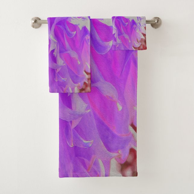 Elegante ultraviolette Dekorative Dahlia-Blume Badhandtuch Set (Insitu)