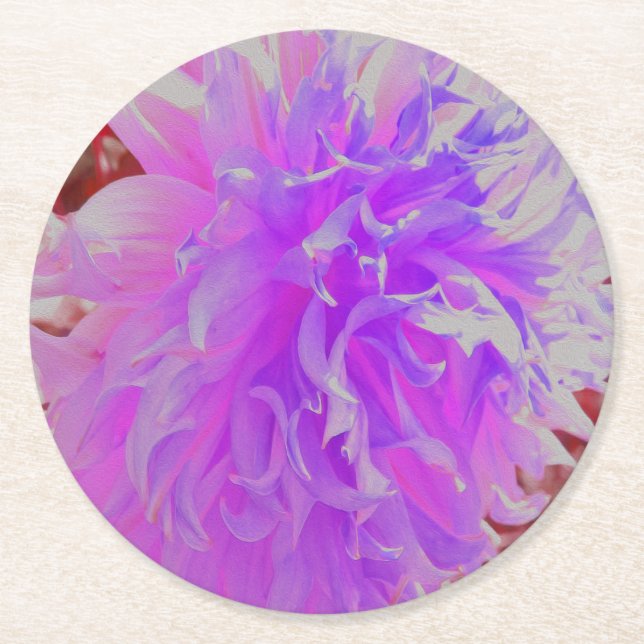 Elegante ultraviolette Dekorative Dahlia-Blume Runder Pappuntersetzer (Vorderseite)