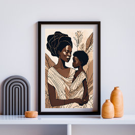Elegante Umarmung einer afroamerikanischen Mutter Poster