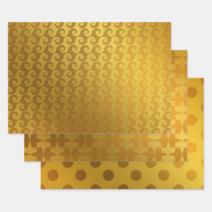 Elegante und dekorative Gold-Muster Wirbel Dots Geschenkpapier Set