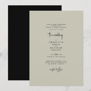 Elegante und einfache braune und schwarze Hochzeit Einladung