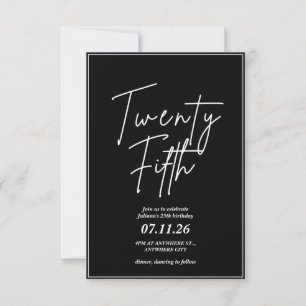 Elegante und einfache Einladung zum 25. Geburtstag