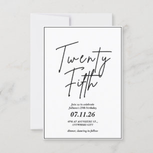 Elegante und einfache Einladung zum 25. Geburtstag