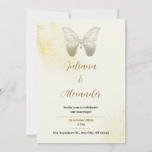 Elegante und einfache goldene Schmetterling-Einlad Einladung