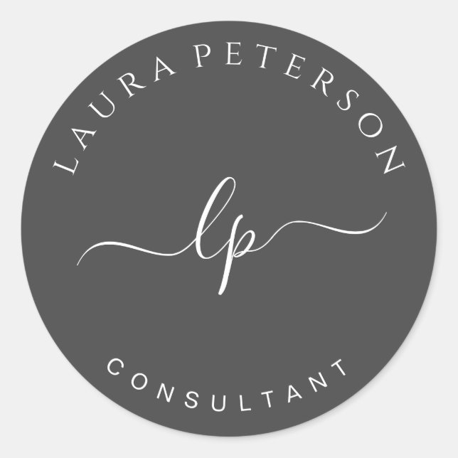 Elegante und einfache handgeschriebene Skriptkalli Runder Aufkleber (Vorderseite)