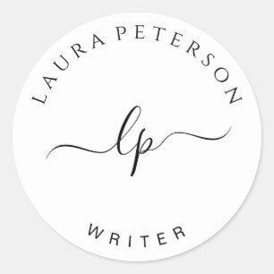 Elegante und einfache handgeschriebene Skriptkalli Runder Aufkleber