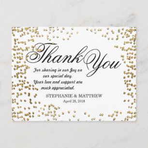 Elegante und einfache Imitats Gold Confetti Postkarte