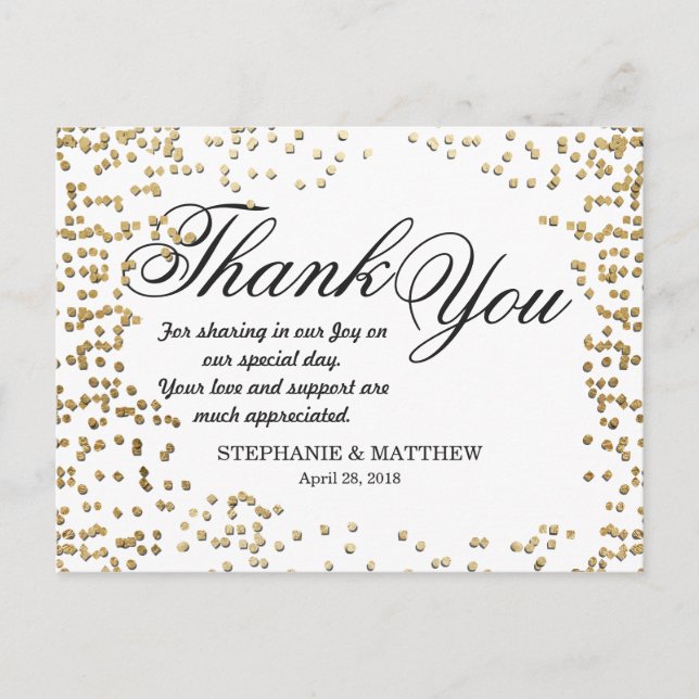 Elegante und einfache Imitats Gold Confetti Postkarte (Vorderseite)