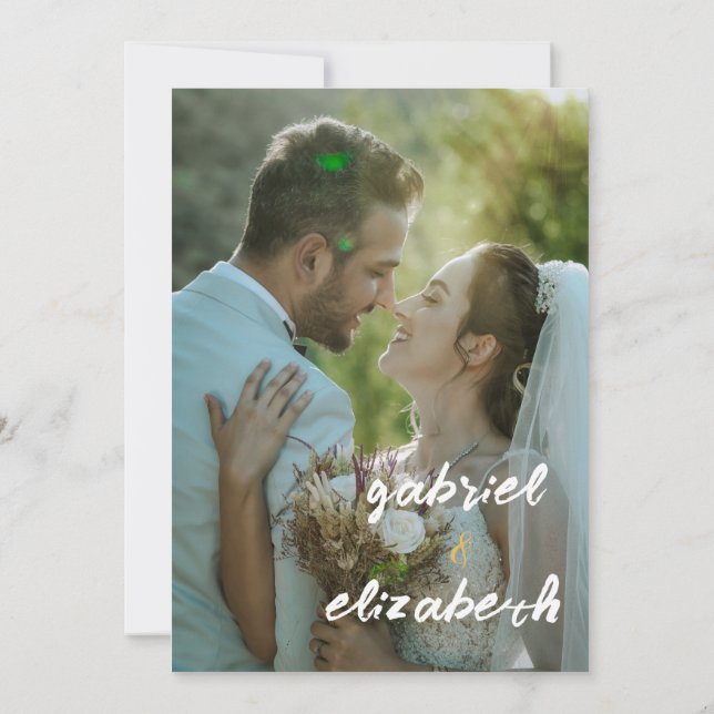 elegante und einfache Luxus-Goldhochzeit Einladung (Rückseite)