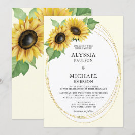 Elegante und einfache Sonnenblumenhochzeit Einladung