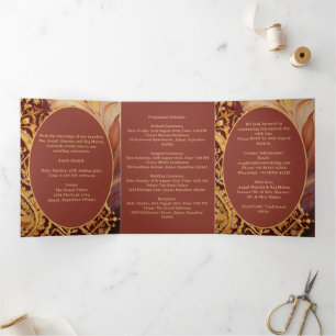 Elegante und einzigartige indische Hochzeit Dreifach Gefaltete Einladung