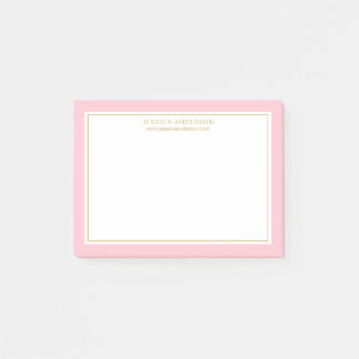 Elegante und feminine rosa Goldgrenze Personalisie Post-it Klebezettel