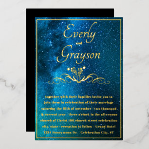 Elegante und goldene Hochzeitslampen Folieneinladung