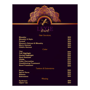 Elegante und klassige Preisliste für Friseure Poster