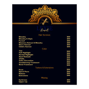 Elegante und klassige Preisliste für Friseure Poster