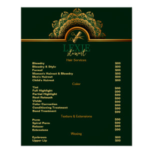 Elegante und klassige Preisliste für Friseure Poster