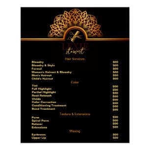 Elegante und klassige Preisliste für Friseure Poster