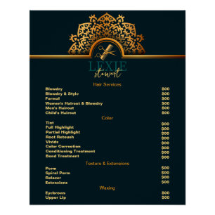 Elegante und klassische Friseur - Preisliste Poster